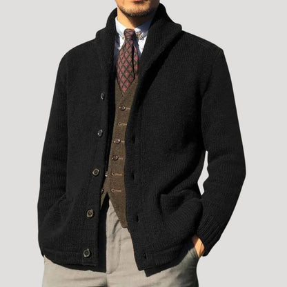Maxime - Cardigan homme en maille chic et chaud coupe droite à col châle