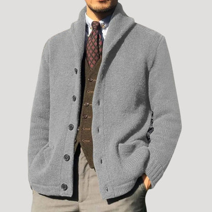 Maxime - Cardigan homme en maille chic et chaud coupe droite à col châle