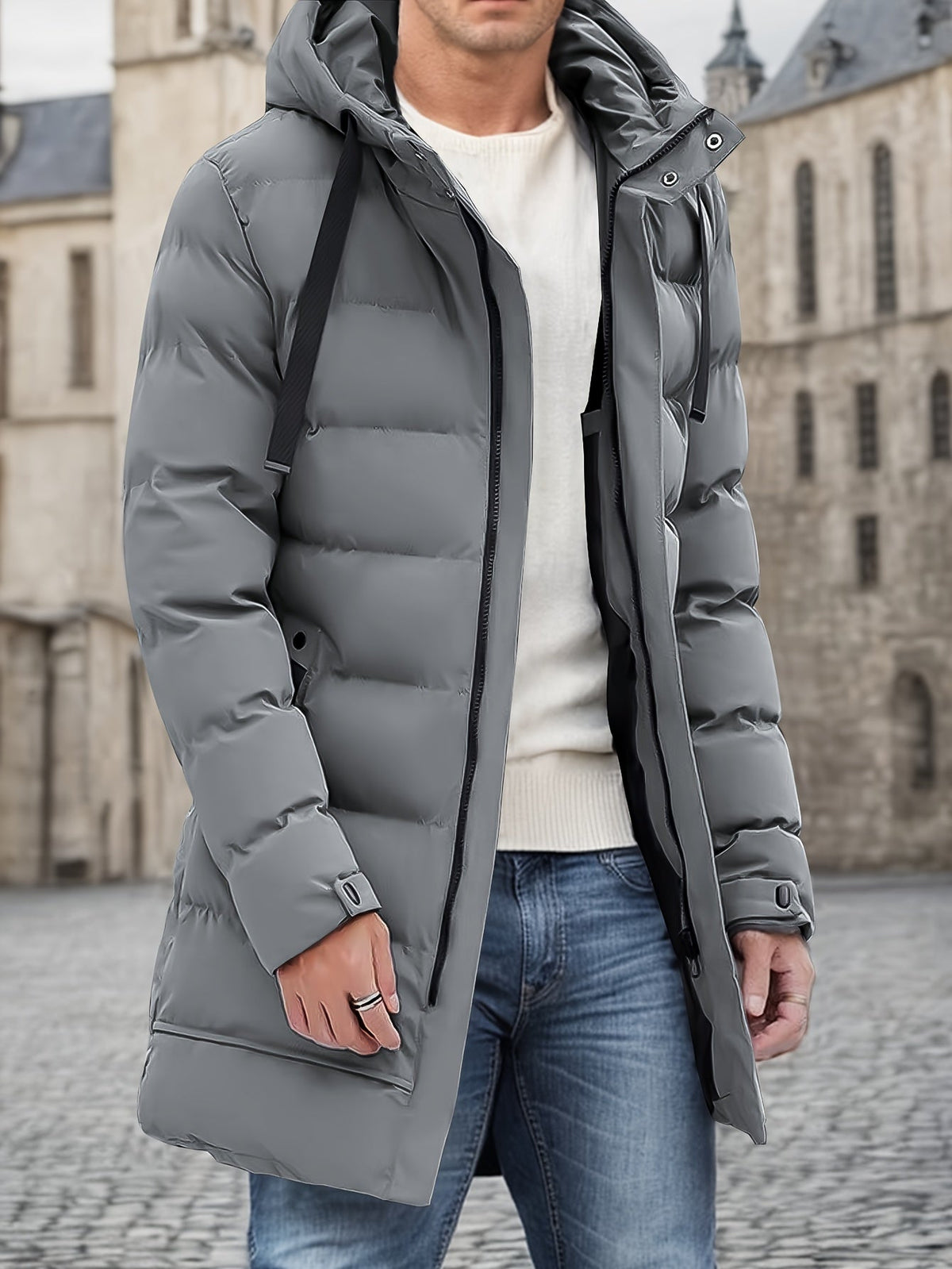 Maxime - Doudoune Homme Hiver Longue avec Capuche et Col Montant