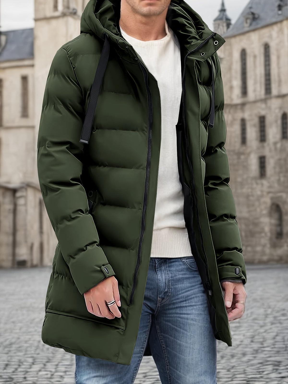Maxime - Doudoune Homme Hiver Longue avec Capuche et Col Montant