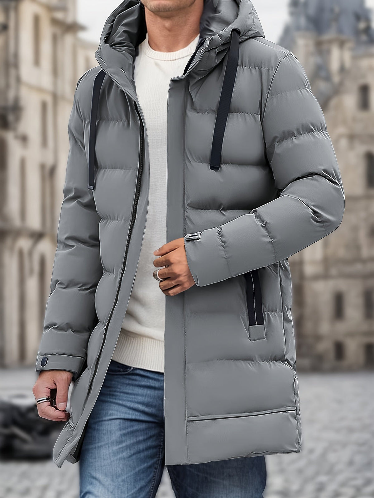 Maxime - Doudoune Homme Hiver Longue avec Capuche et Col Montant