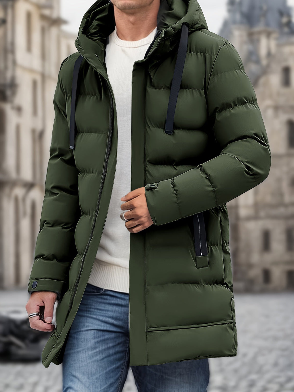 Maxime - Doudoune Homme Hiver Longue avec Capuche et Col Montant