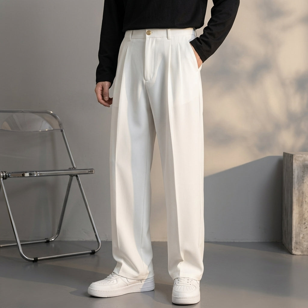 Maxime - Pantalon homme droit et habillé à pinces large et fluide pour le bureau