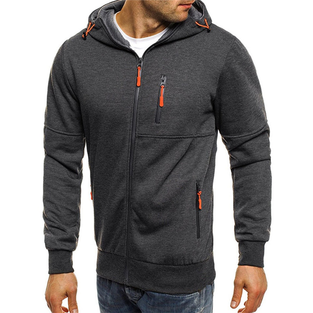 Maxime - Sweat Homme à Capuche Zippé avec Poches et Finitions Contrastées
