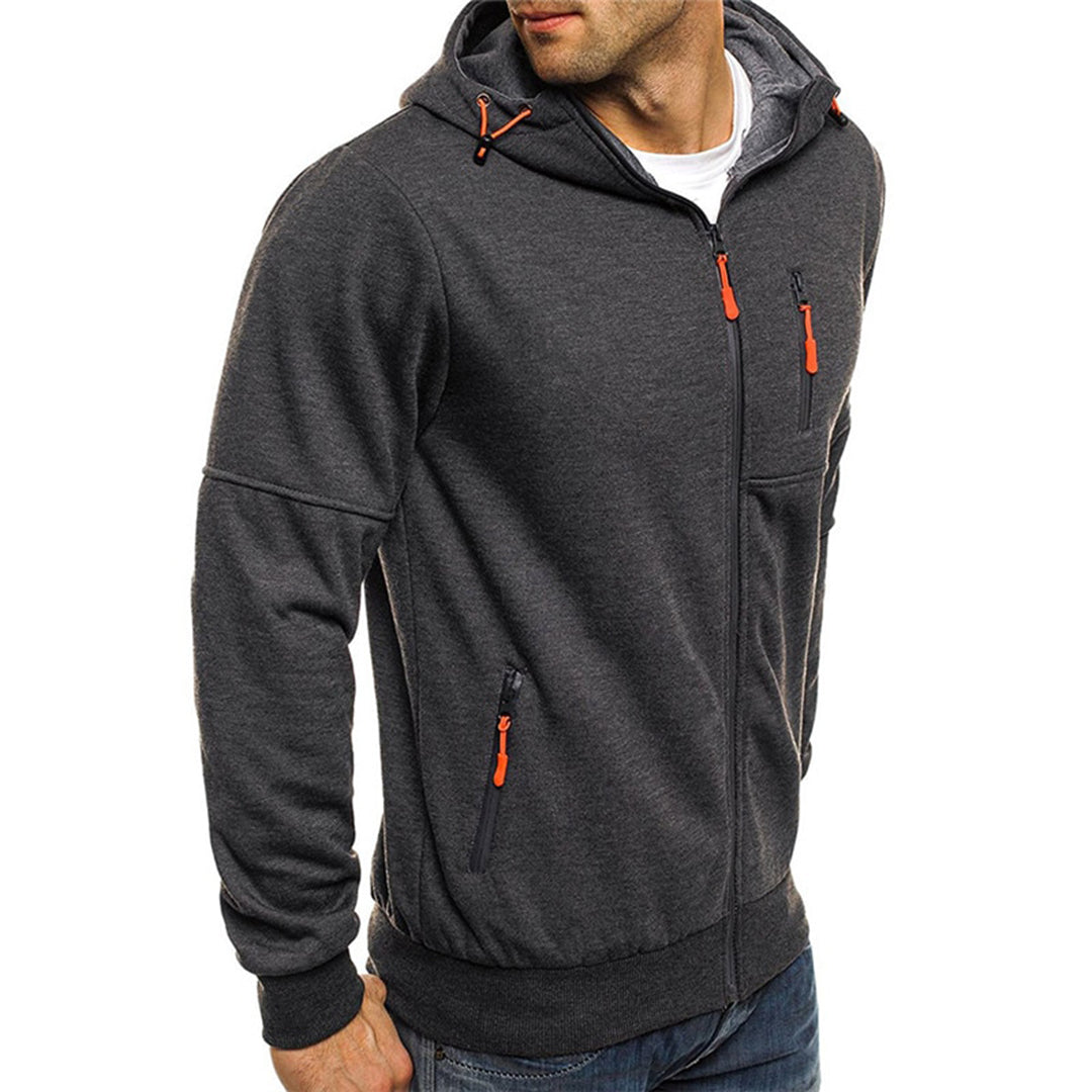 Maxime - Sweat Homme à Capuche Zippé avec Poches et Finitions Contrastées