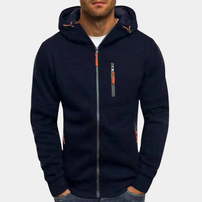 Maxime - Sweat Homme à Capuche Zippé avec Poches et Finitions Contrastées