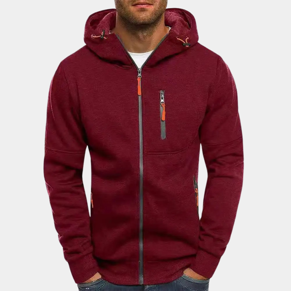 Maxime - Sweat Homme à Capuche Zippé avec Poches et Finitions Contrastées