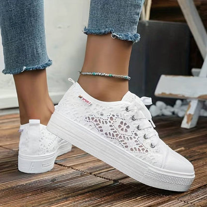 Nadia - Baskets Ajourées Confortables Femme avec Lacets Style Tendance