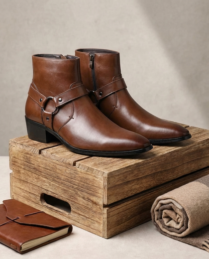 Nathan - Bottines homme habillées et chaudes à talon avec boucle latérale