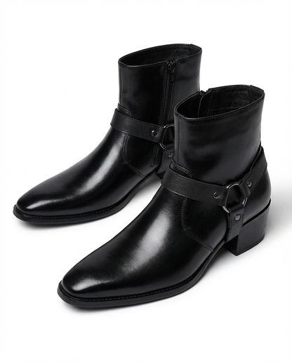 Nathan - Bottines homme habillées et chaudes à talon avec boucle latérale