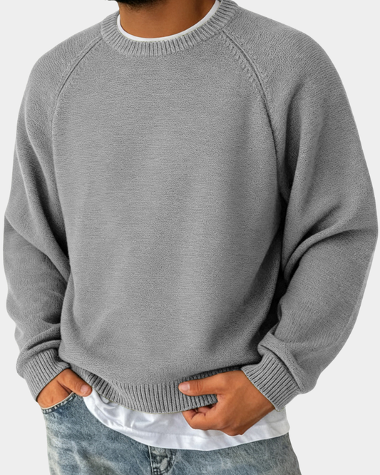Nathan - Pull homme col rond en maille chaud et confortable avec coupe ample