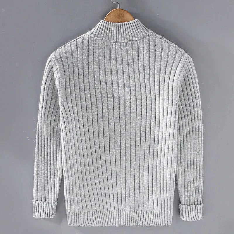 Nathan - Veste Homme Automne Casual en Maille Côtelée avec Col Montant