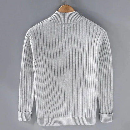 Nathan - Veste Homme Automne Casual en Maille Côtelée avec Col Montant
