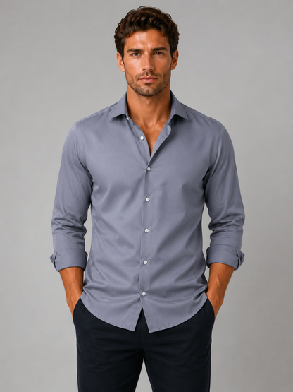 Nicolas - Chemise homme habillée slim à petit motif imprimé et manches longues
