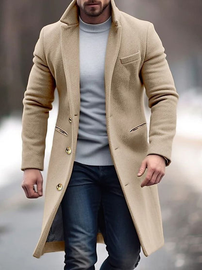 Nicolas - Manteau Homme Hiver Long Casual Smart avec Col à Revers