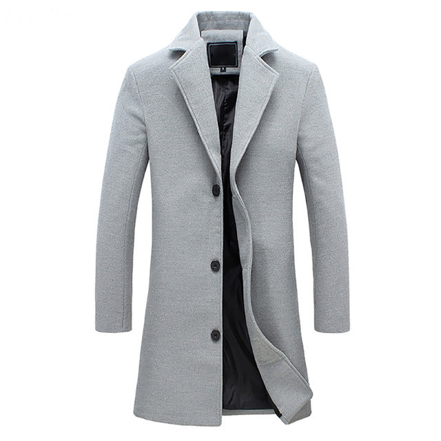 Nicolas - Manteau Homme Hiver Long Casual Smart avec Col Tailleur
