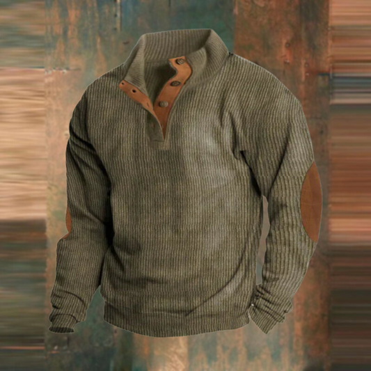 Nicolas - Pull Homme Confort en Maille avec Col Montant et Boutons