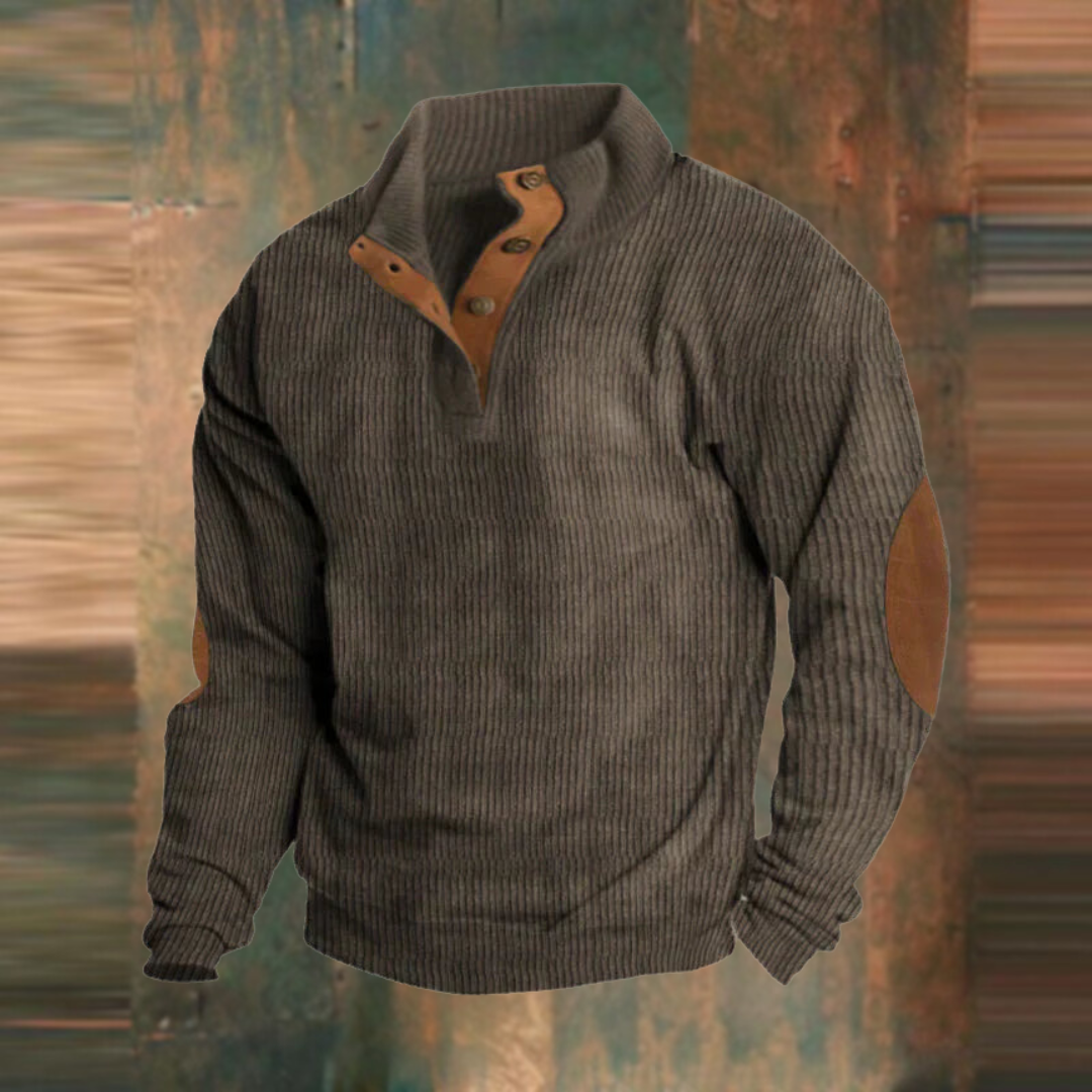 Nicolas - Pull Homme Confort en Maille avec Col Montant et Boutons