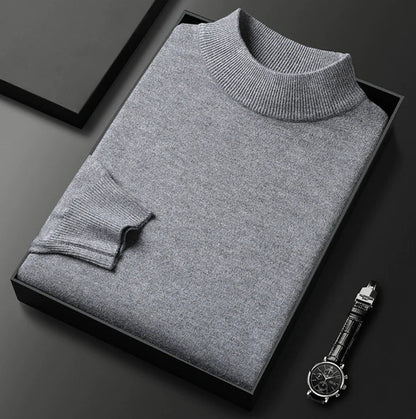 Nicolas - Pull Homme en Cashmere Style à Col Roulé et Maille Côtelée