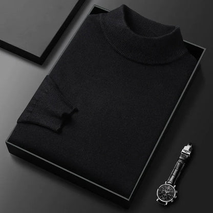 Nicolas - Pull Homme en Cashmere Style à Col Roulé et Maille Côtelée