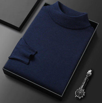 Nicolas - Pull Homme en Cashmere Style à Col Roulé et Maille Côtelée