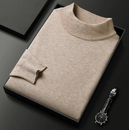 Nicolas - Pull Homme en Cashmere Style à Col Roulé et Maille Côtelée