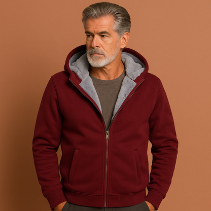 Nicolas - Sweat Homme à Capuche Zippé Casual avec Doublure Polaire