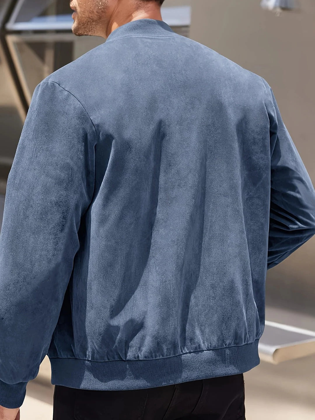 Nicolas - Veste Homme d'Automne en Daim Style avec Col Montant Zippée