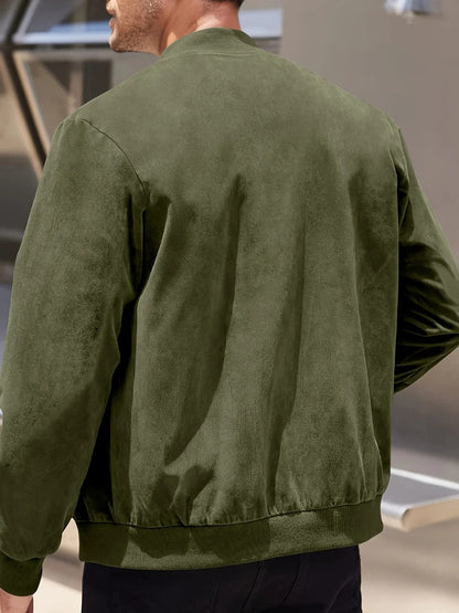 Nicolas - Veste Homme d'Automne en Daim Style avec Col Montant Zippée