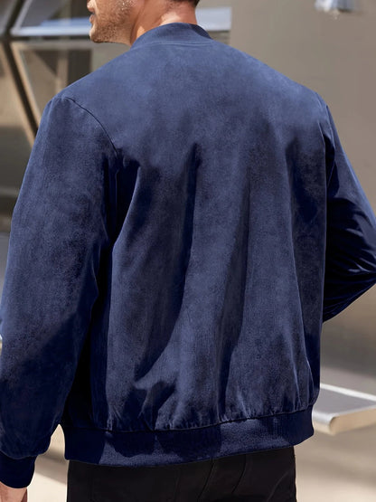 Nicolas - Veste Homme d'Automne en Daim Style avec Col Montant Zippée