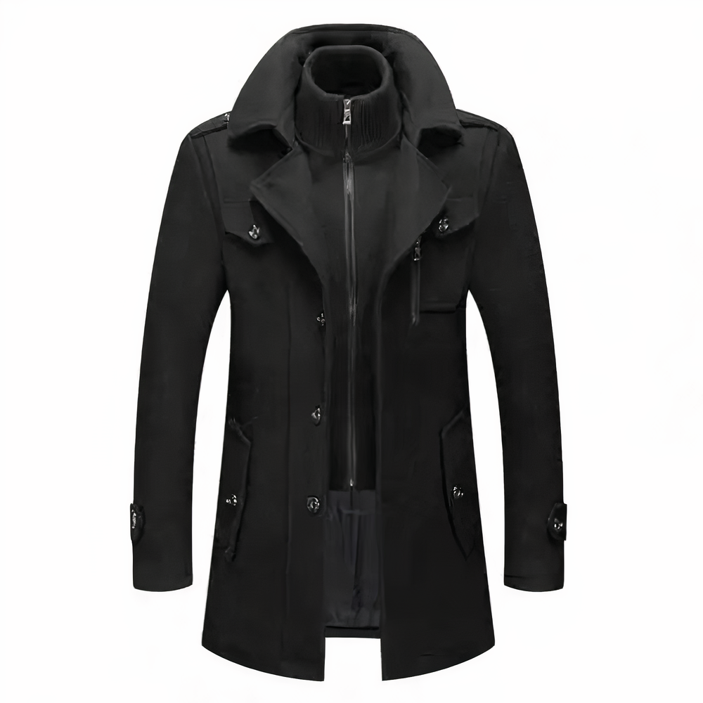 Nicolas - Manteau Homme d'Hiver Casual Smart Long avec Fermeture Éclair