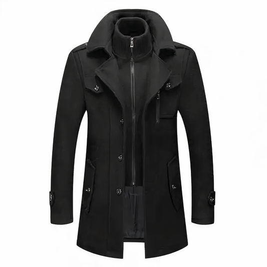 Nicolas - Manteau Homme d'Hiver Casual Smart Long avec Fermeture Éclair