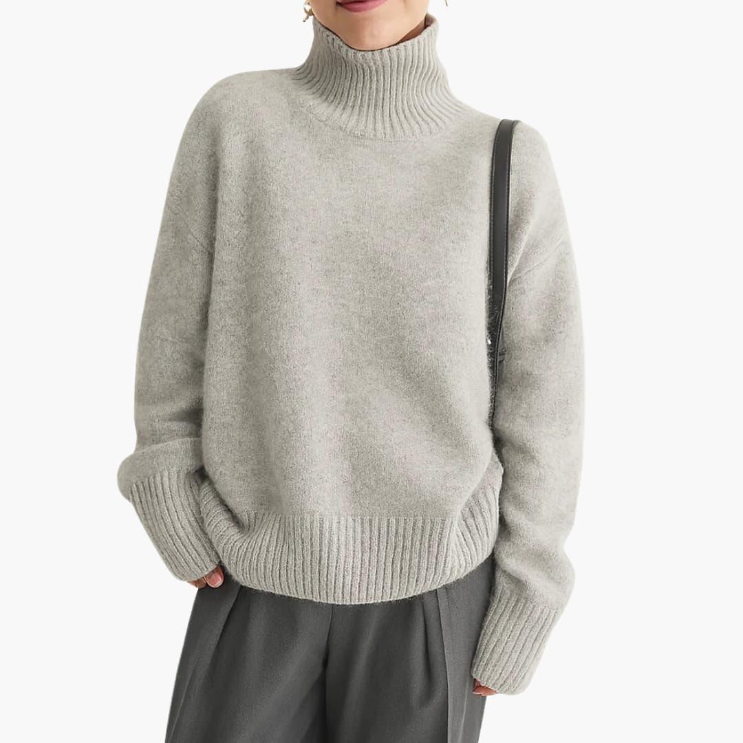 Nina - Pull femme col roulé oversize chaud et chic en maille épaisse