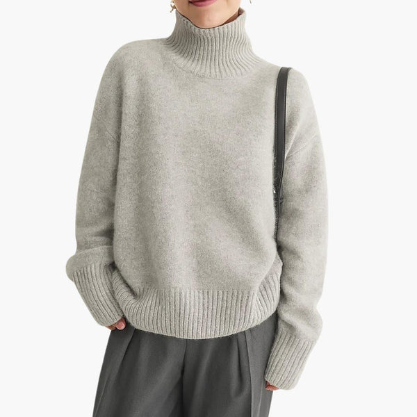 Nina - Pull femme col roulé oversize chaud et chic en maille épaisse