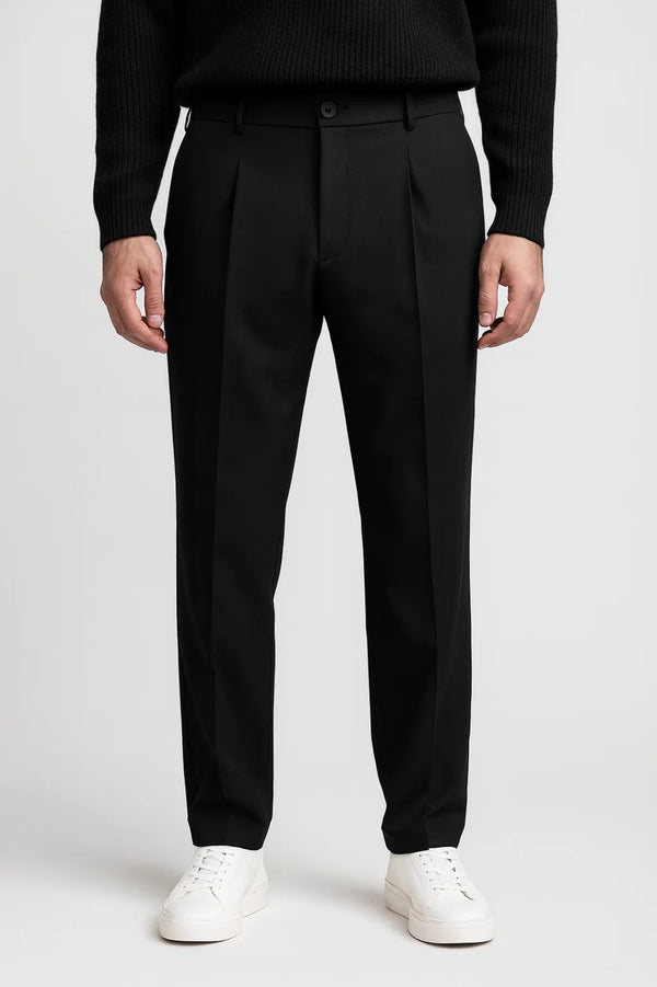 Pantalon Homme - Coupe Droite Plissée Taille Haute | Élégant