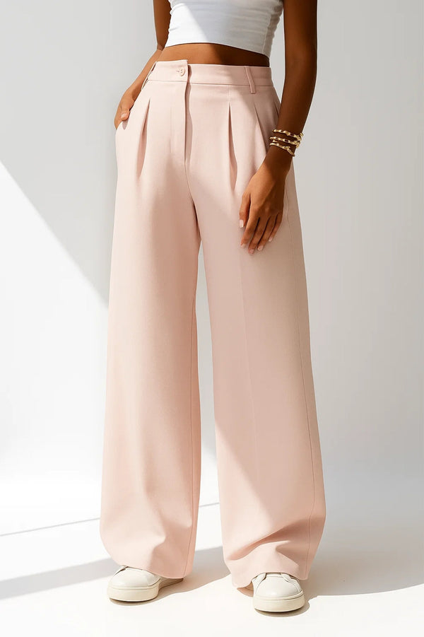 Pantalon Femme - Coupe Large Taille Haute Plissé | Chic