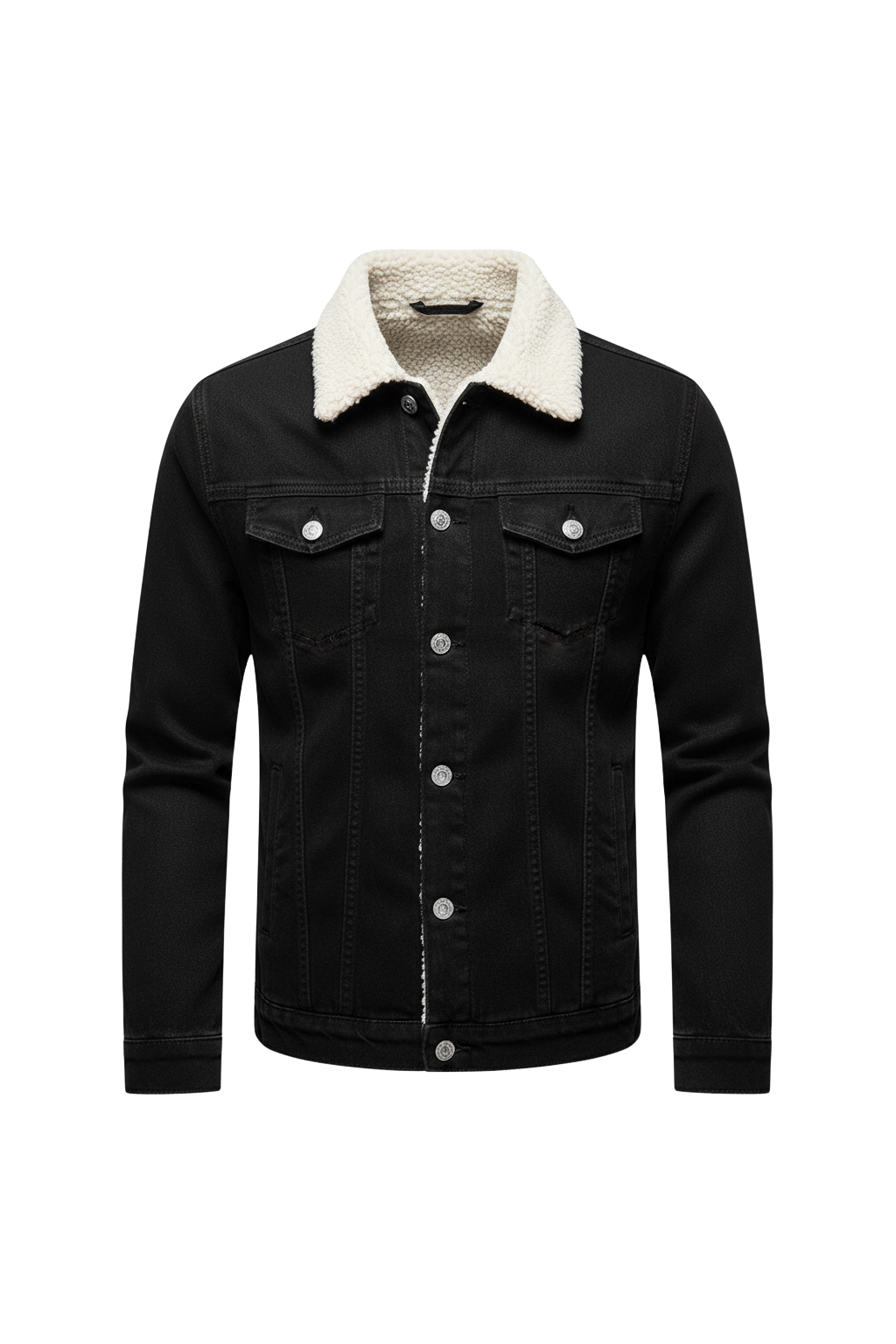 Paul - Veste Homme en Jean d'Automne à Col en Polaire Boutonnée