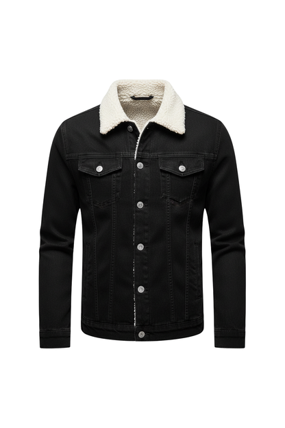 Paul - Veste Homme en Jean d'Automne à Col en Polaire Boutonnée