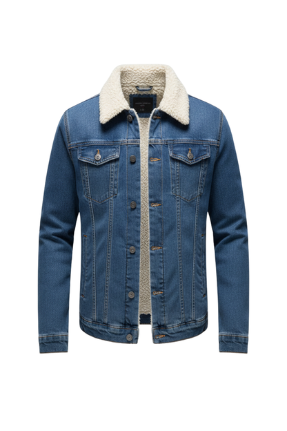 Paul - Veste Homme en Jean d'Automne à Col en Polaire Boutonnée