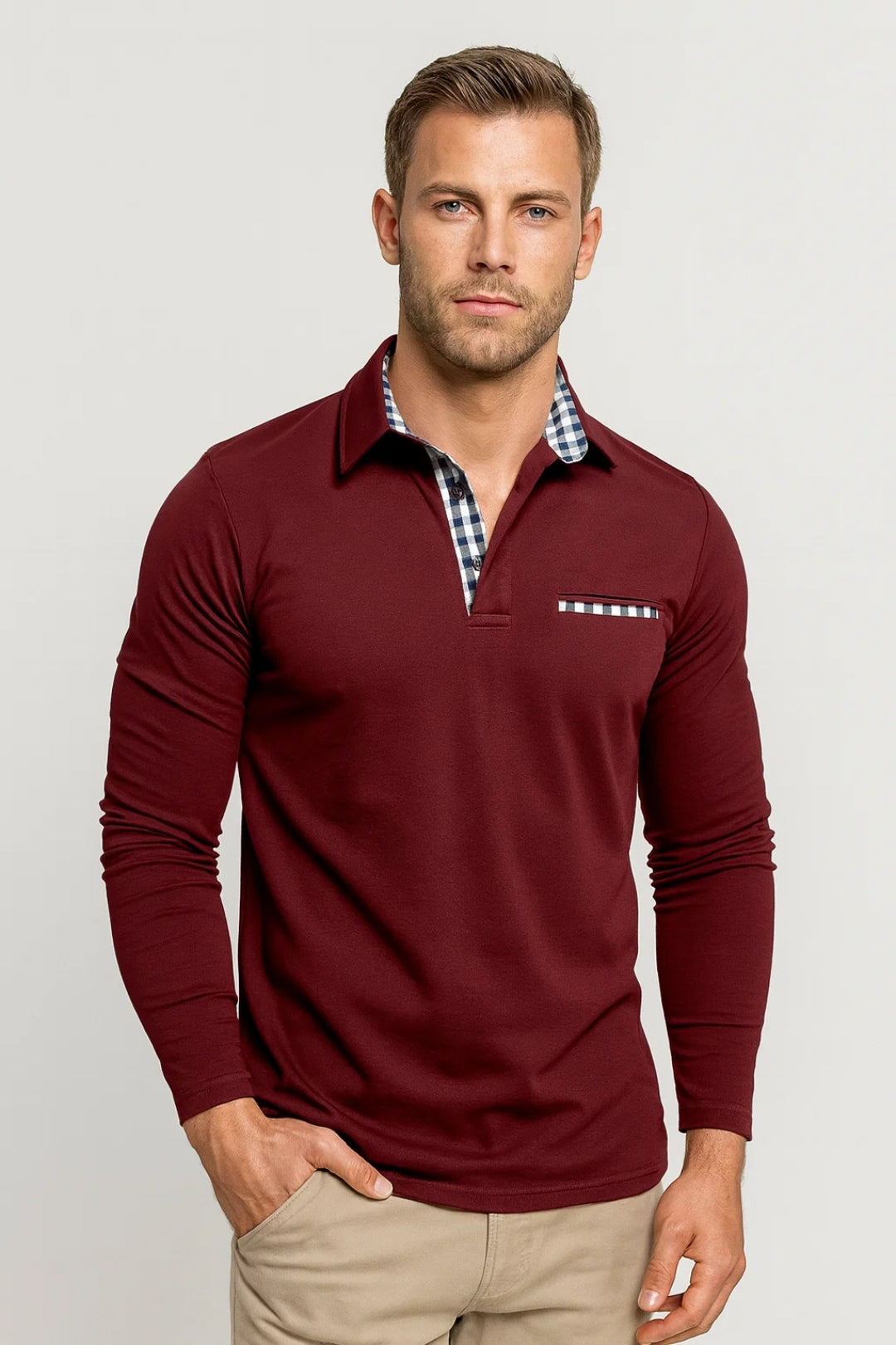 Polo Homme - Manches Longues Col Chemise | Casual
