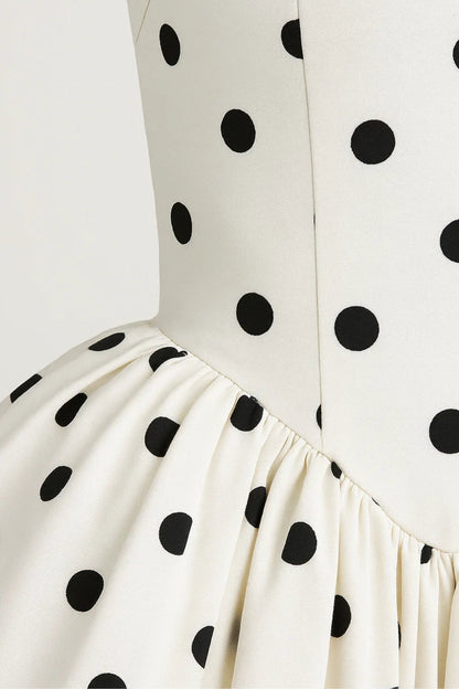 Robe Mini Femme - Halter Évasée Bouffante à Pois | Chic