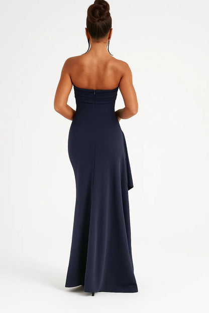 Robe Maxi Femme - Bustier Drapée Fendue Volant | Élégante