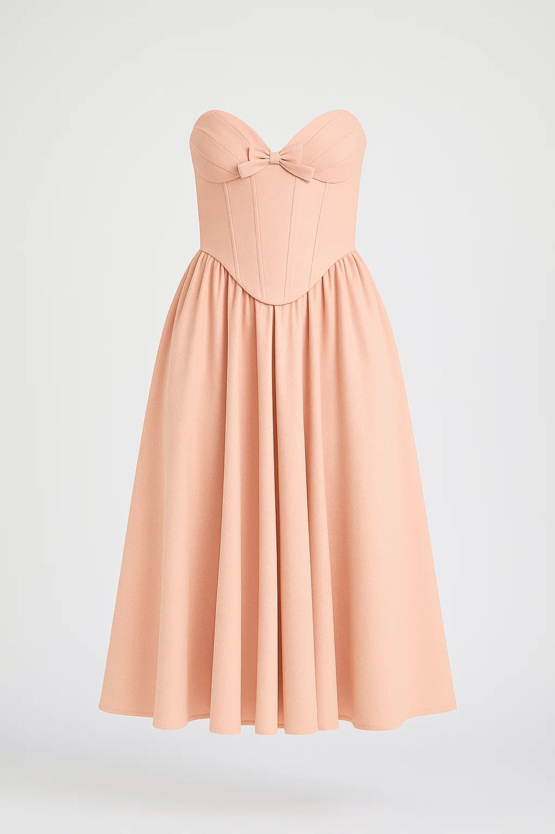 Robe Midi Femme - Bustier Noeud Coupe Évasée Sans Bretelles | Chic