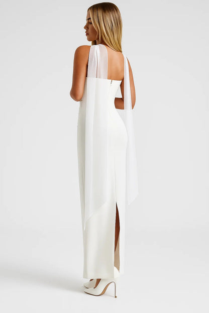Robe Maxi Femme - Bustier Drapé Écharpe au Col | Élégante