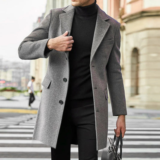 Romain - Manteau Homme Hiver Long Casual Smart avec Revers Cranté