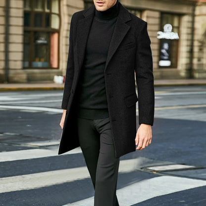 Romain - Manteau Homme Hiver Long Casual Smart avec Revers Cranté