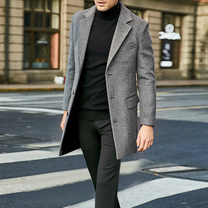 Romain - Manteau Homme Hiver Long Casual Smart avec Revers Cranté