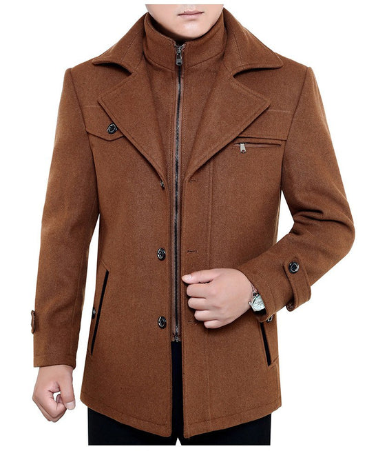 Romain - Manteau Homme d'Hiver Casual Smart avec Grand Col et Zip Asymétrique
