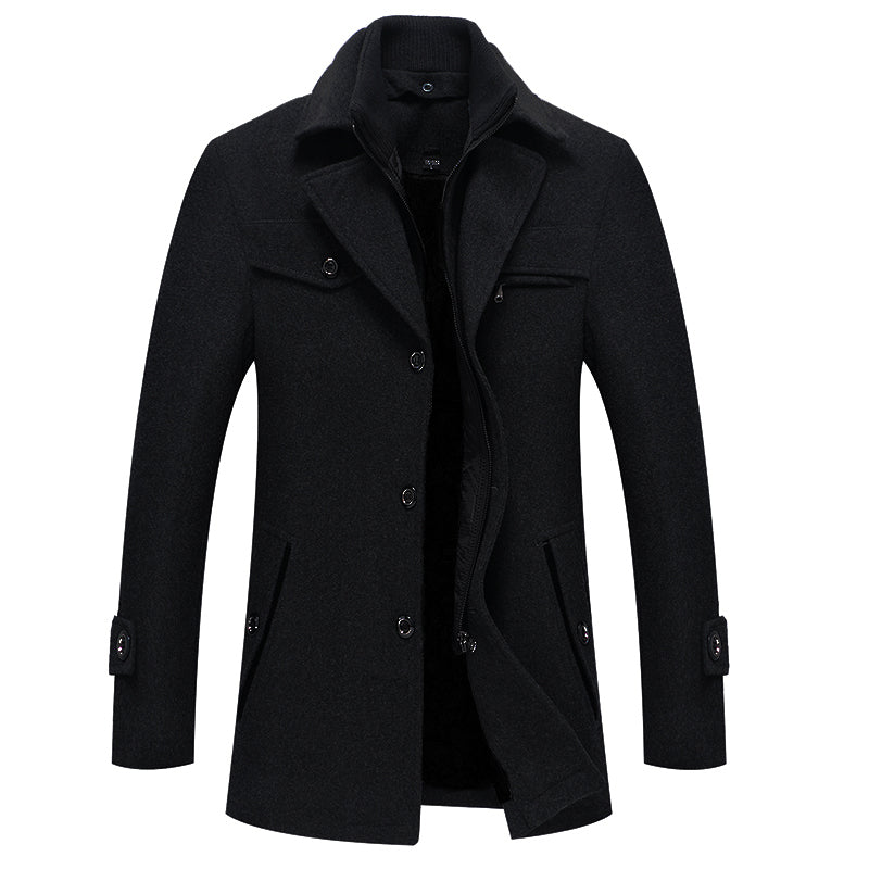Romain - Manteau Homme d'Hiver Casual Smart avec Grand Col et Zip Asymétrique