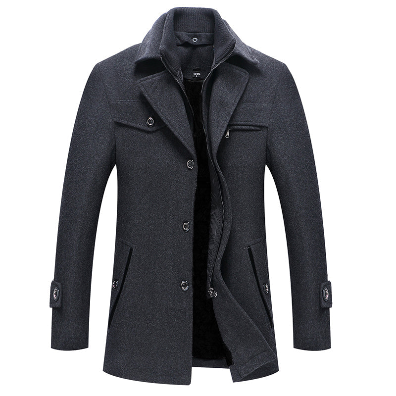 Romain - Manteau Homme d'Hiver Casual Smart avec Grand Col et Zip Asymétrique